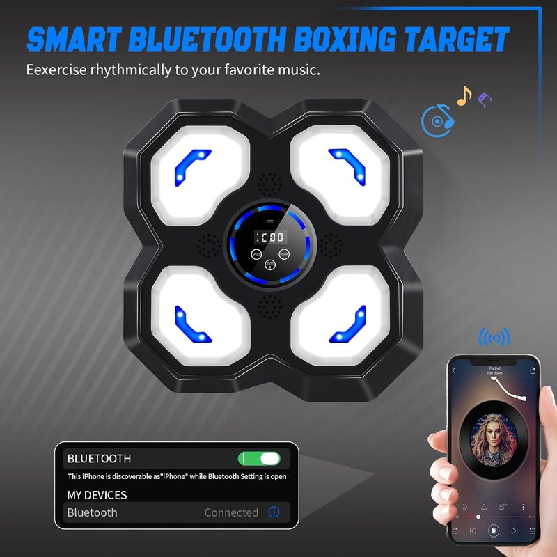 JUOIFIP Music Boxing Machine for Kids and Teens Adults, Trainer Equipment with Gloves, Wall-Mounted Boxing Music Workout Machine, LED Electronic Focus Training for Home,Office, Gym - Image 2